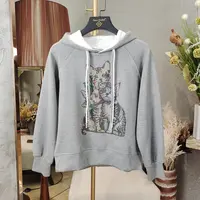 三只小猫图案加厚连帽卫衣