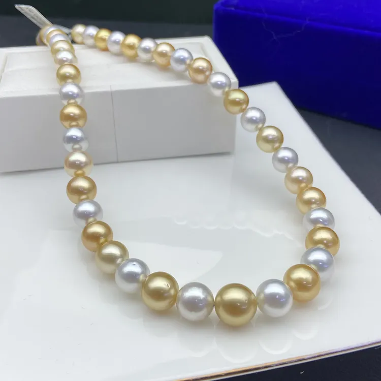 中秋无调色天然海水珍珠串链南洋金珠白珠混彩项链多样性发货一件