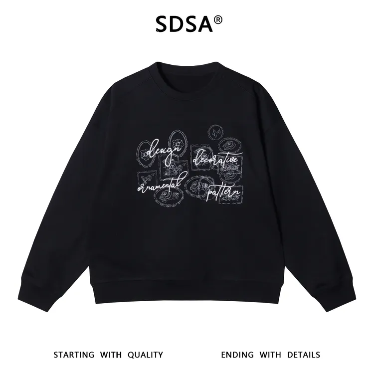 SDSA男士秋冬新款痞帅男装撞色刺绣字母印花圆领卫衣百搭时尚上衣