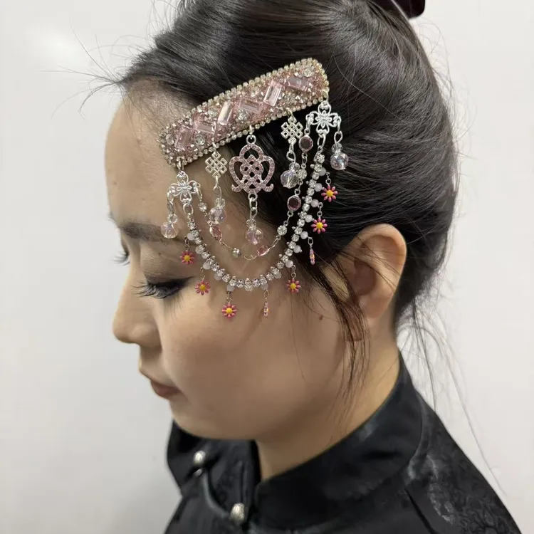 新款蒙古族元素发夹民族风发饰精致水钻发卡BB夹边夹镶钻流苏发卡