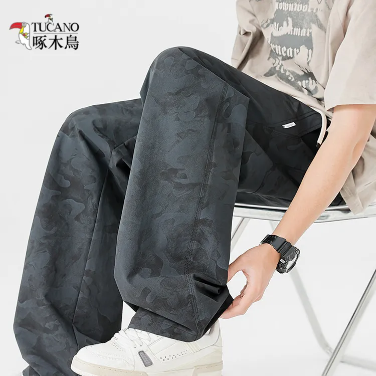 啄木鸟2025年新品主推男士裤子美式高街潮流穿搭迷彩休闲直筒裤男