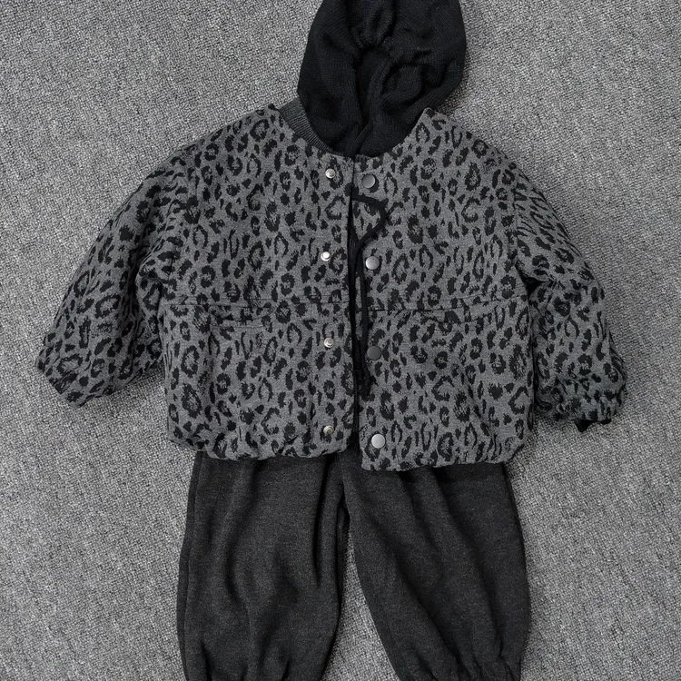 儿童新款豹纹三件套
