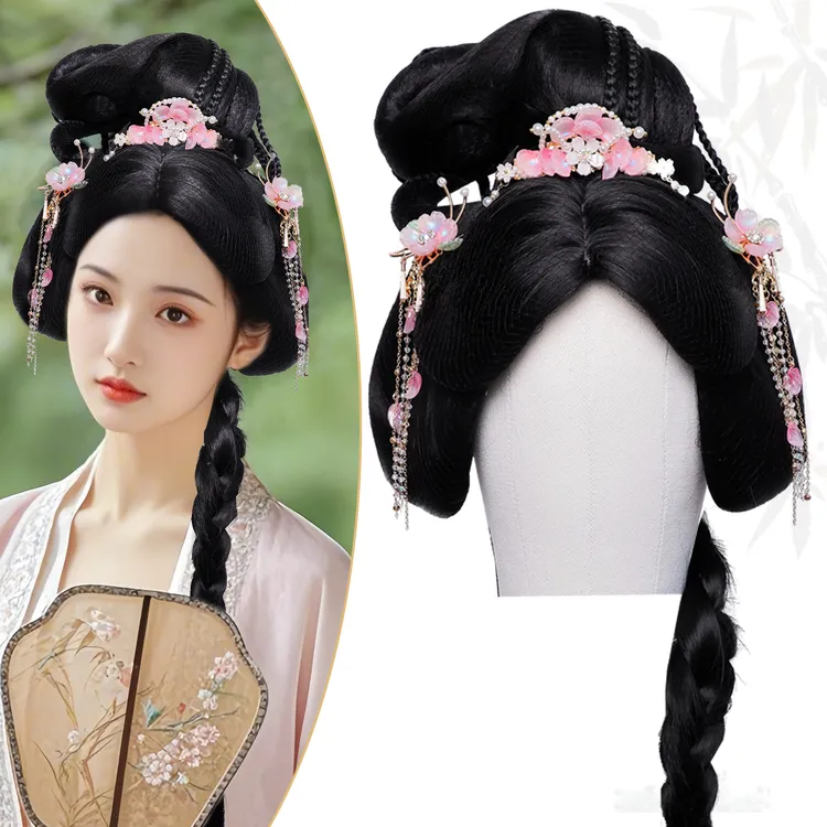 古装汉服假发女士整顶发套日常造型舞台演出懒人一体唐风头饰搭配