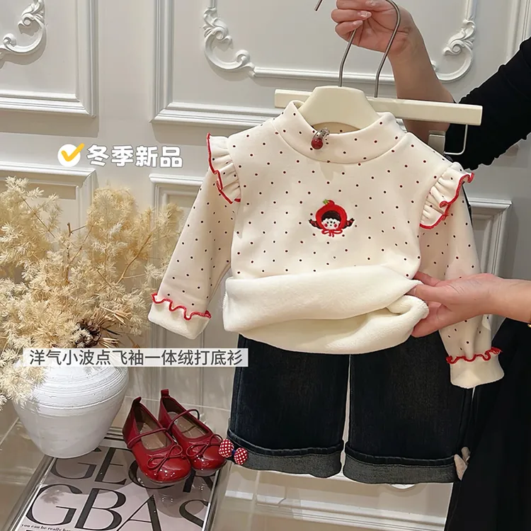 新款秋冬6-12岁女童加绒加厚卫衣打底上衣女宝宝儿童潮款童装
