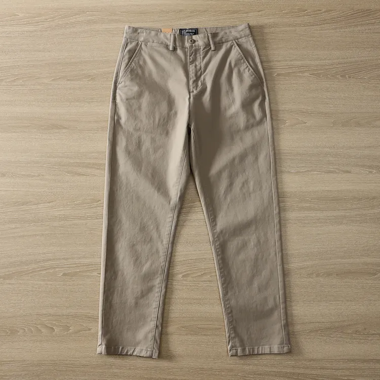 秋冬新款微弹力小直筒裤子厚实直脚休闲裤微宽松百搭深色水洗长裤