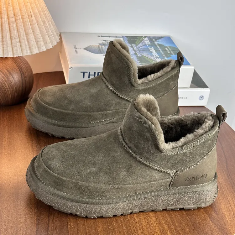 Z7358真皮真毛内里全羊毛！男士时尚百搭防滑东北大棉靴保暖雪地靴