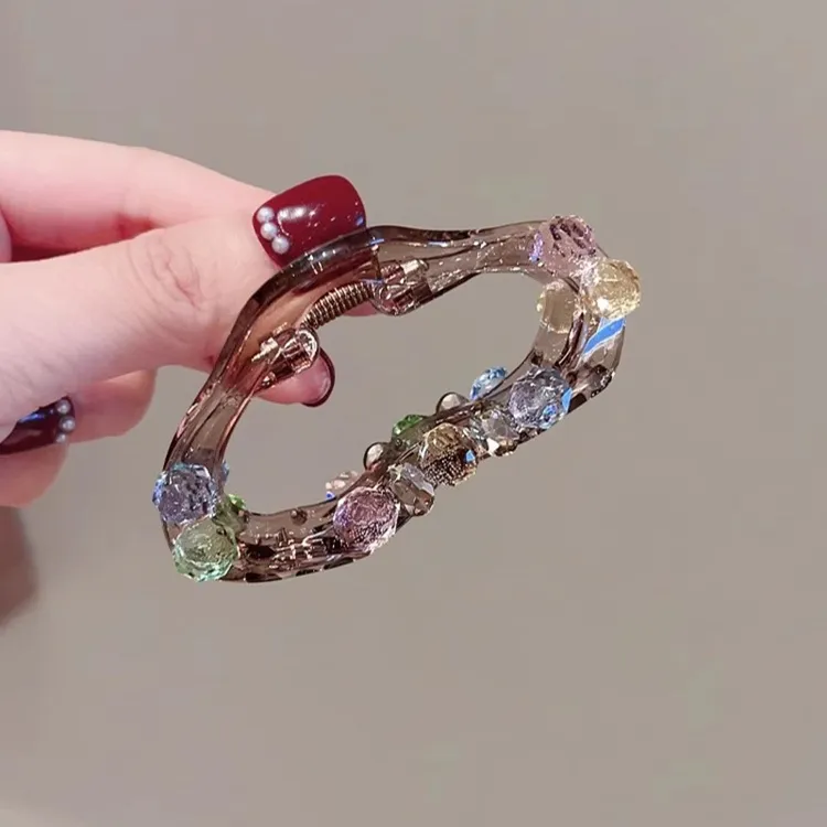 超闪镶钻网红云朵大号抓夹高档亚克力盘发鲨鱼夹时尚高级感发夹子