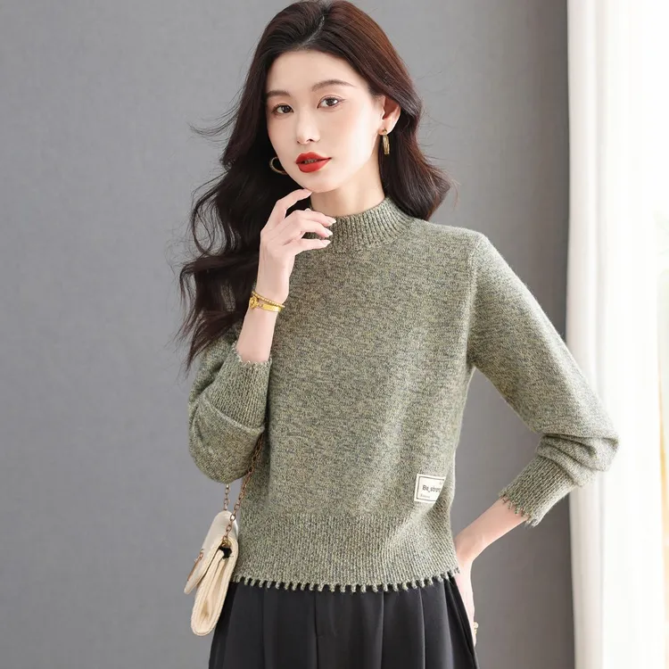 半高领百搭流苏毛衣女2025秋冬新款时尚妈妈短款配裙子针织打底衫