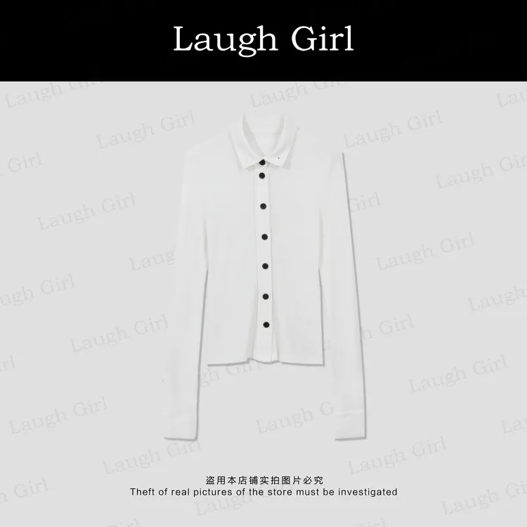 楚楚君 Laugh girl【气场女主】韩版显气质纽扣长袖上衣CL53936J
