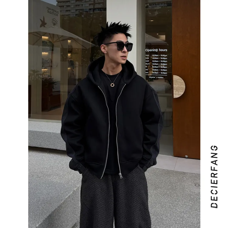 冬季连帽拼接AB面男装百搭休闲情侣款羽绒服外套