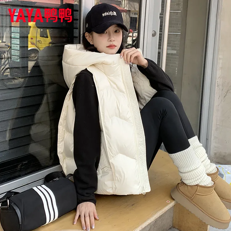 鸭鸭羽绒服女士2025秋冬新款时尚高端90鸭绒加厚保暖潮流马甲外套