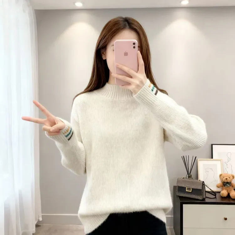 半高领毛衣12岁女孩秋冬装13加厚外穿14初中生韩版大童打底衫15