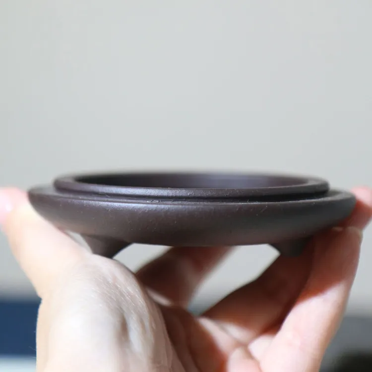 紫砂花盆孙伟制名家盆手工盆老紫泥手工盆仿古掌上盆栽微型盆三足