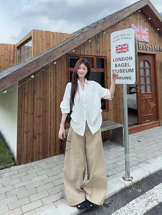 休闲风简约通勤白色衬衫女2025早秋新款慵懒宽松衬衣百搭女装上衣