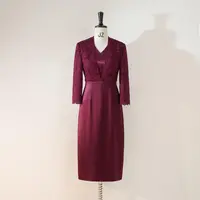 西子/喜妈妈醋酸蕾丝礼服酒红色连衣裙/CQTJ538