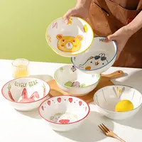 6个装卡通7英寸面碗釉下彩餐具家用可爱碗