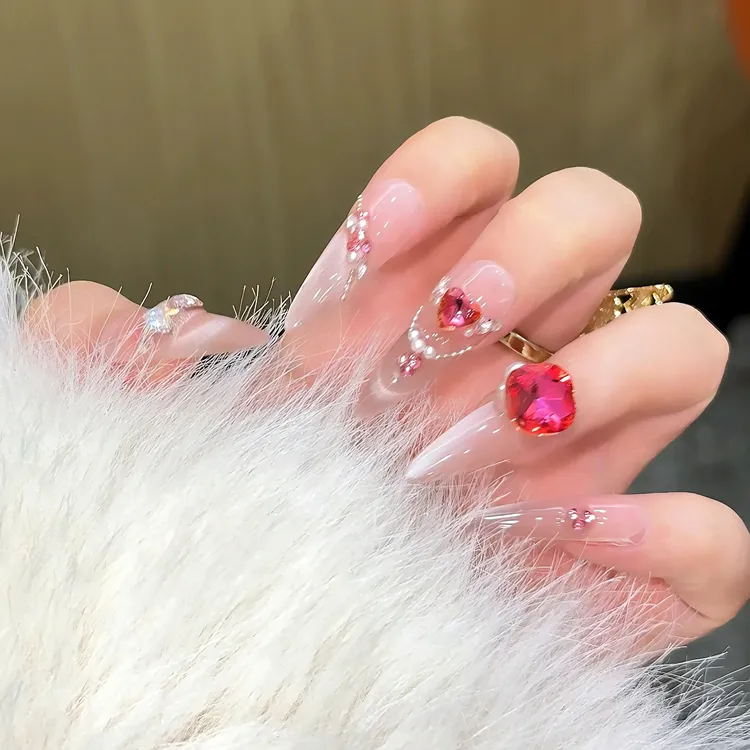 【面若桃花】粉棕色超润猫眼手工穿戴甲