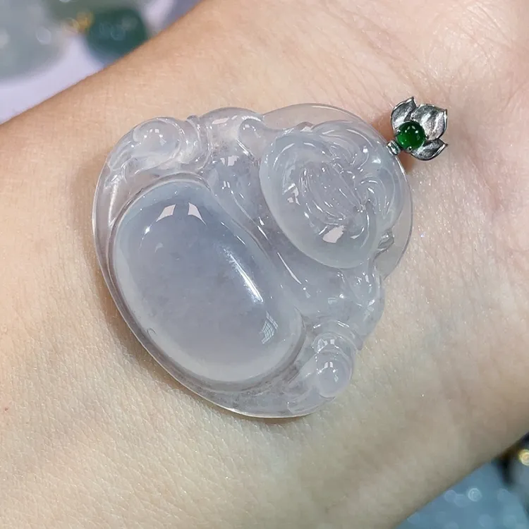 天然缅甸翡翠佛公高端玉石挂件冰种白冰大号佛公吊坠多样性发货