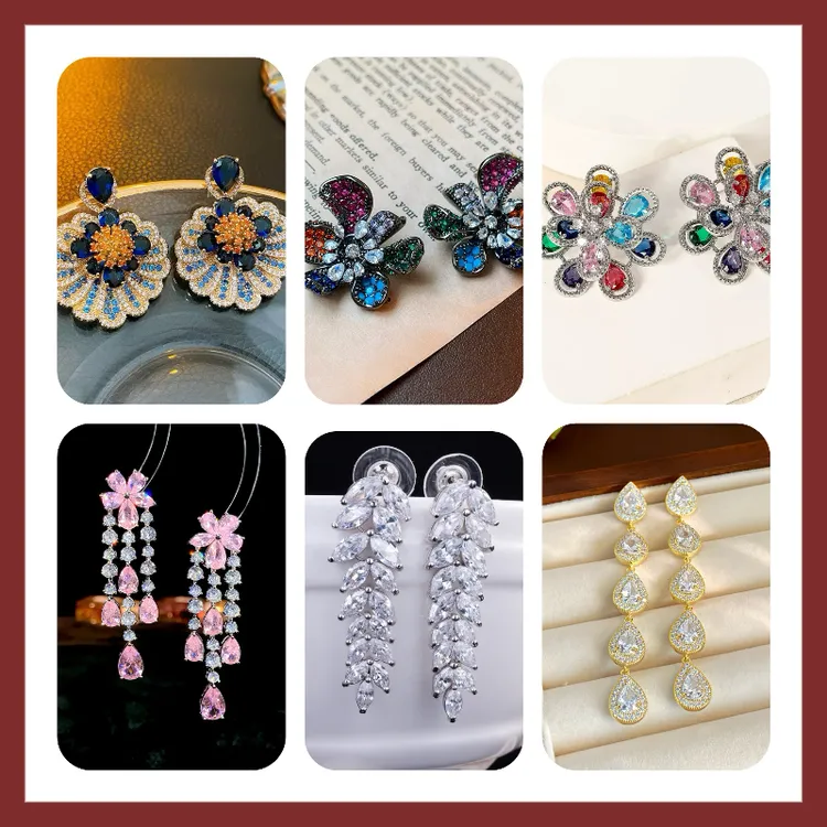 铜合金耳饰 【D46-D69】重工密镶耳饰合集 高级轻奢时尚耳环气质