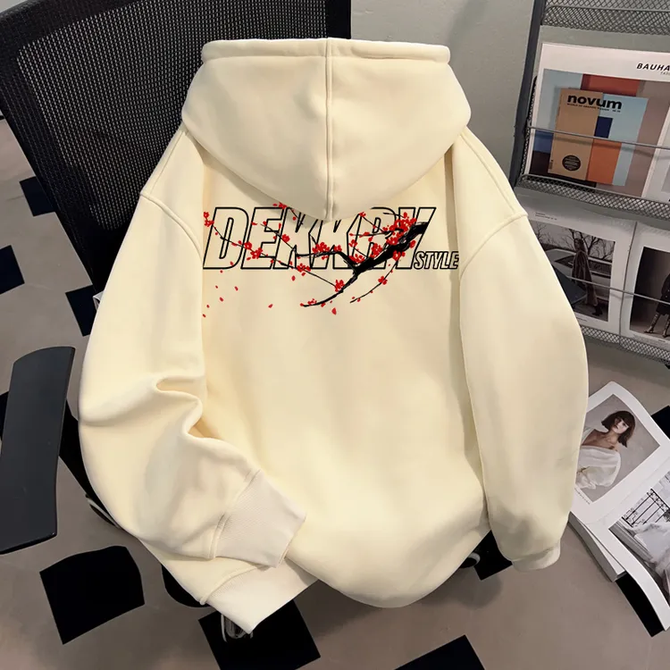 Dekkry潮牌美式青少年百搭秋冬开衫拉链连帽卫衣加厚加绒男女上衣