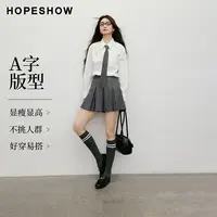 红袖2025秋季新款女装 双层压褶拼接金属标A字短裙90125281501