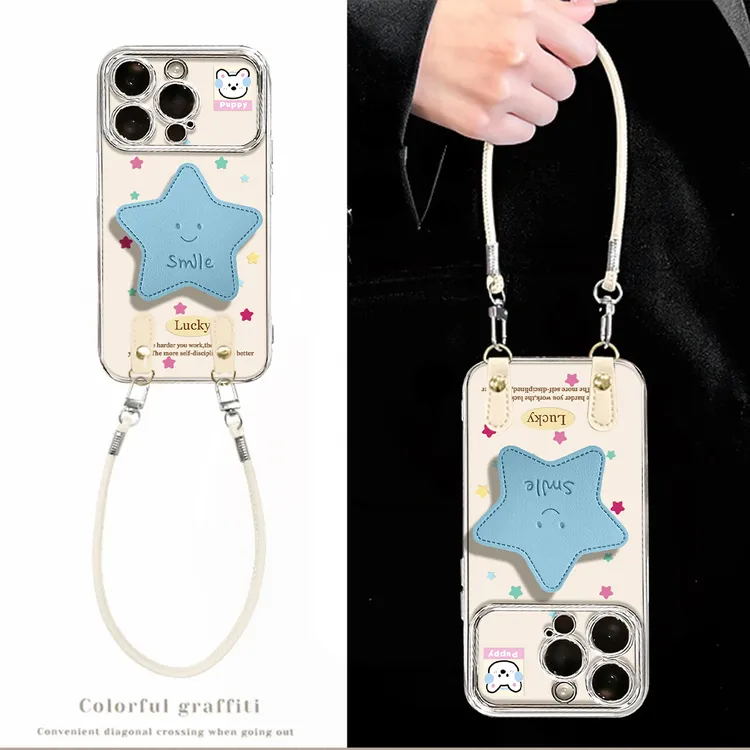 颜值星星适用苹果15华为vivo/oppo小米iPhone16pro电镀视窗手机壳