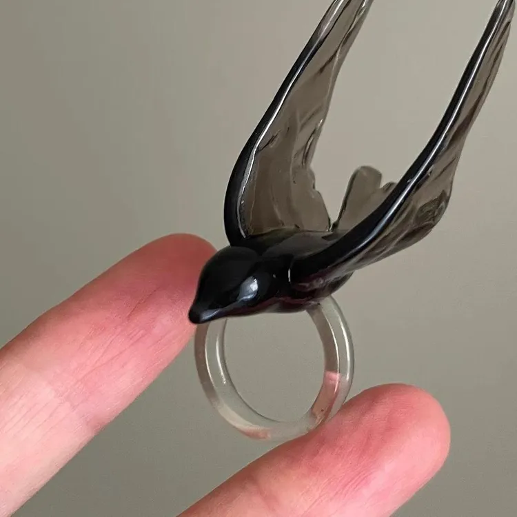 铜合金戒指 旷野之鸟飞鸟戒指简约百搭时尚小众设计感独特食指戒