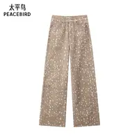 太平鸟女装印花牛仔裤2025新款时尚裤子AAHAF4391