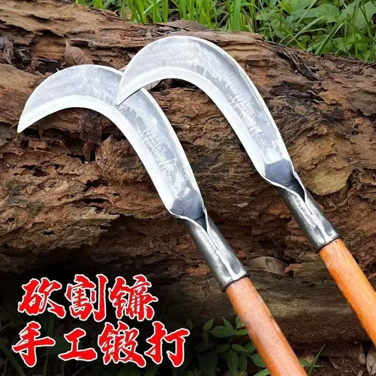 纯手工锻打镰刀户外砍柴工具农用砍树柴刀砍割两用砍柴刀割草廉刀