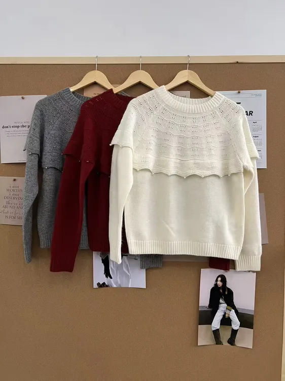 【GeShi】秋冬季圆领针织衫内搭毛衣女1162
