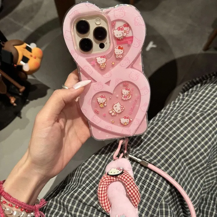 立体爱心爱心猫咪适用于iPhone16promax手机壳15少女14可爱13卡通