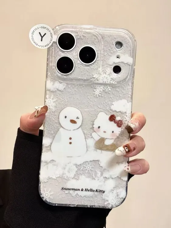 雪人kitty雪花手机壳适用于苹果17promax16防摔精致链条可爱韩系