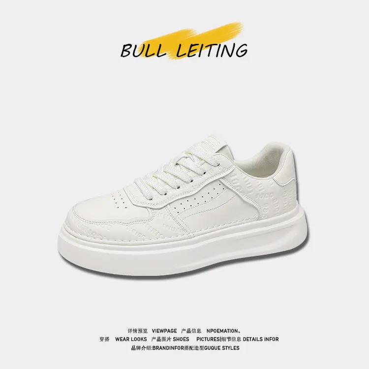 公牛雷霆小白鞋2025新款春季板鞋百搭厚底低帮运动鞋休闲鞋子潮鞋