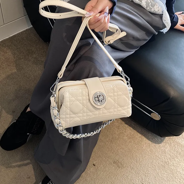 高级感菱格链条包2025新款小众设计夹子包百搭腋下包时尚斜挎包