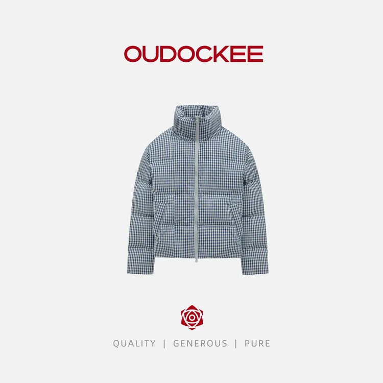 OUDOCKEE 鸥鸥【鸥鸥同款】格子立领高级感休闲羽绒外套 RADAN1036T