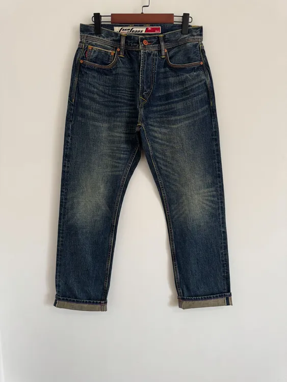 010新款四季男士赤耳牛仔美式复古水洗牛仔裤直筒百搭款做旧