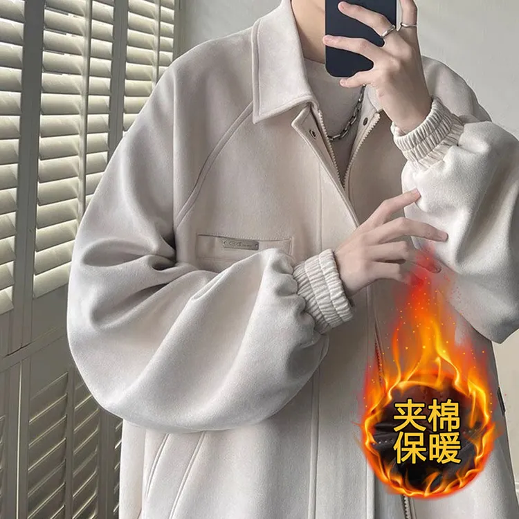 2025冬季秋痞帅高级日系翻领潮流港风夹克潮牌宽松韩版外套棉服男