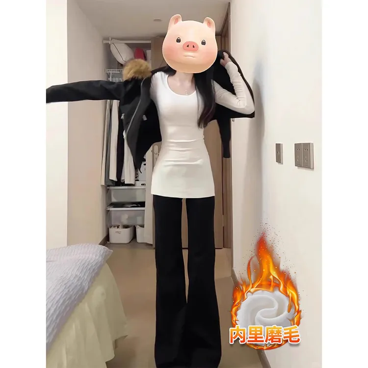 白色T恤款内搭打底衫女修身上衣秋冬季紧身圆领内搭中长款遮屁股