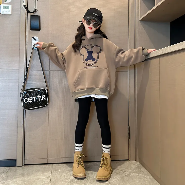 女童卫衣2025新款春秋款初中生女孩秋装连帽衣服儿童秋季洋气上衣