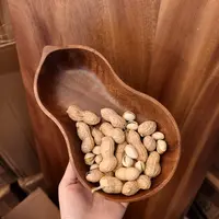 【福禄】整木胡桃木葫芦碗实木果盘整挖坚果盘21*12*4.5  HTW-07