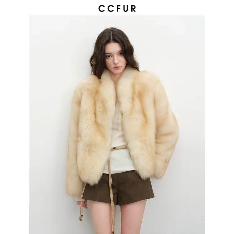 CCFUR 小立V领Sagafurs狐狸毛背毛皮草外套|极光旅程R567
