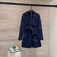 【宠粉价】秋冬新款时尚蓝色领结气质洋气半身裙套装TZ-485