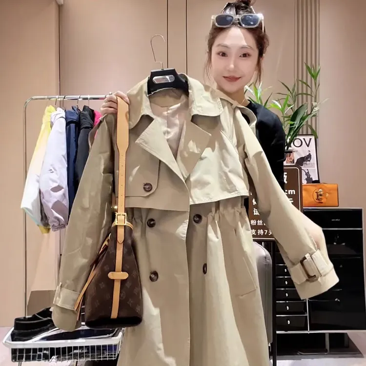 特大码300斤胖妹妹欧货时尚中长款风衣女休闲洋气双排扣气质外套