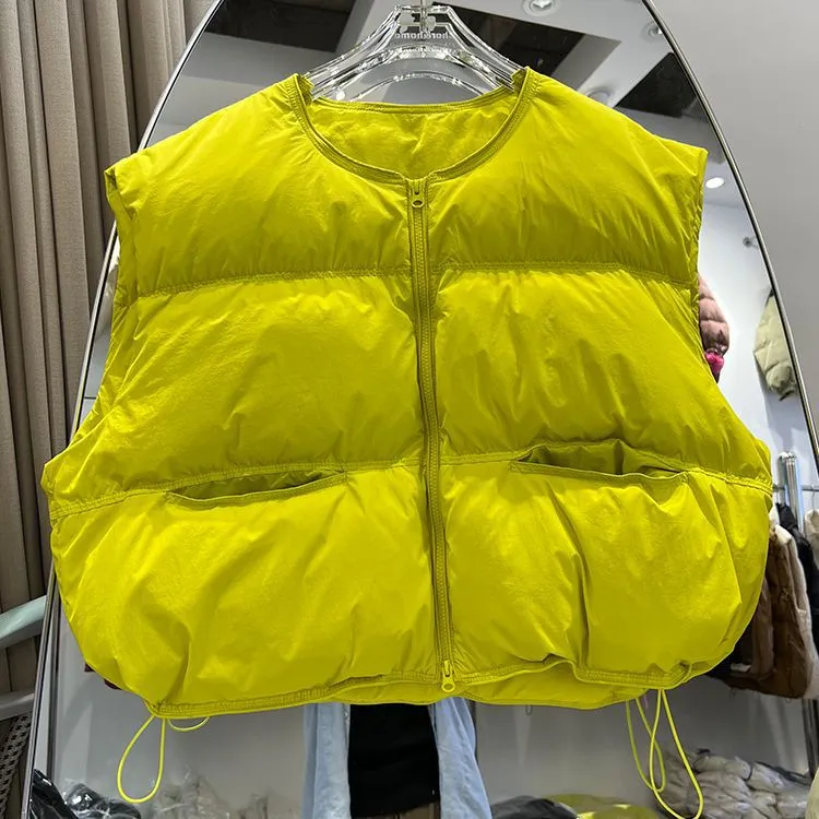 E25年冬季新款韩版设计感马甲女休闲宽松小个子面包服无袖背心潮