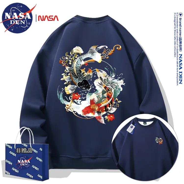 NASA联名圆领卫衣潮流印花秋冬美式百搭时尚宽松男女重磅长袖上衣