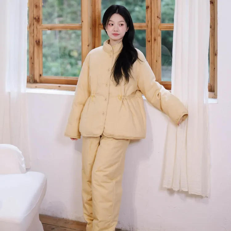 【志花专属】朵朵可可252-097-042冬女立领纯色收腰保暖家居服