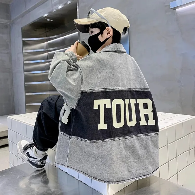 儿童装男童春装牛仔衬衫2025新款中大童春秋款男孩帅气春季衬衣潮