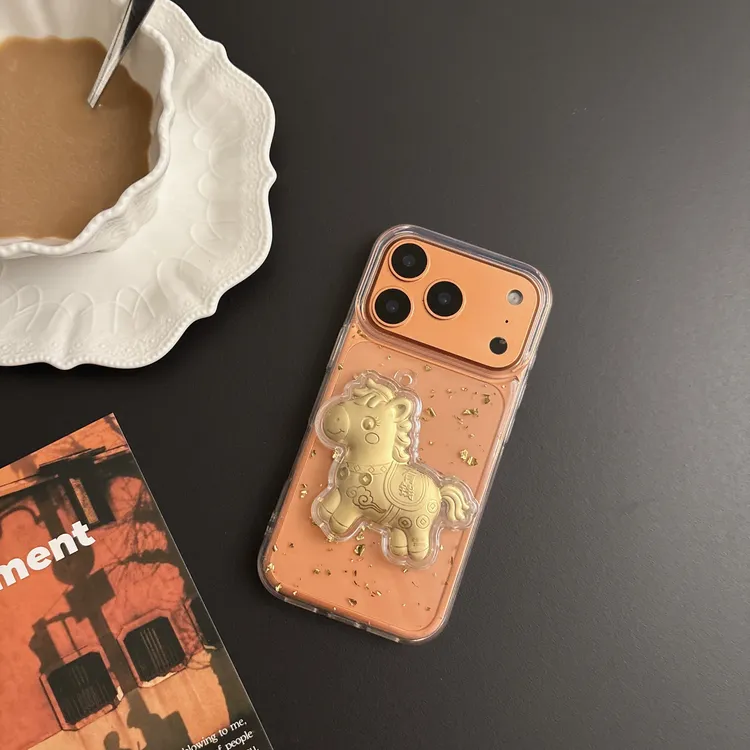 适用苹果11-17Promax金箔滴胶立体马上有钱创意软手机壳15/16/17