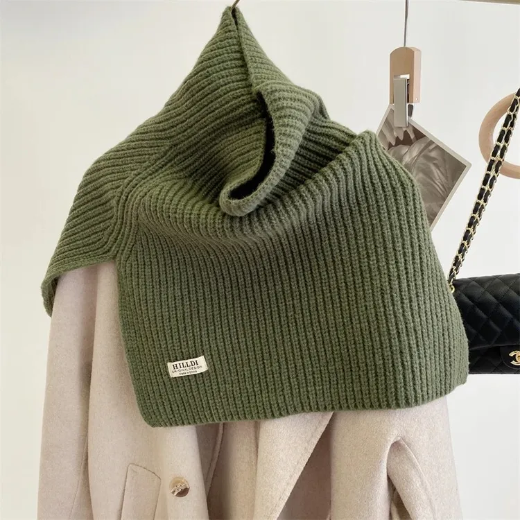 【秋冬推荐】冬季外搭保暖套头围脖高领开叉围巾针织搭肩韩版斗篷