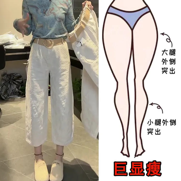 2025夏季薄款大码女装高腰九分牛仔裤梨形身材显瘦宽松直筒阔腿裤